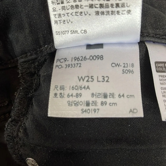LEVIS Premium 311 Shaping Skinny Jeans Black Denim Black Tab Baddie Size 25 - Picture 11 of 13